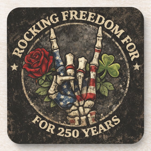 Posavasos USA 250 Years Rocking Freedom Patriotic Skeleton H (Frente)
