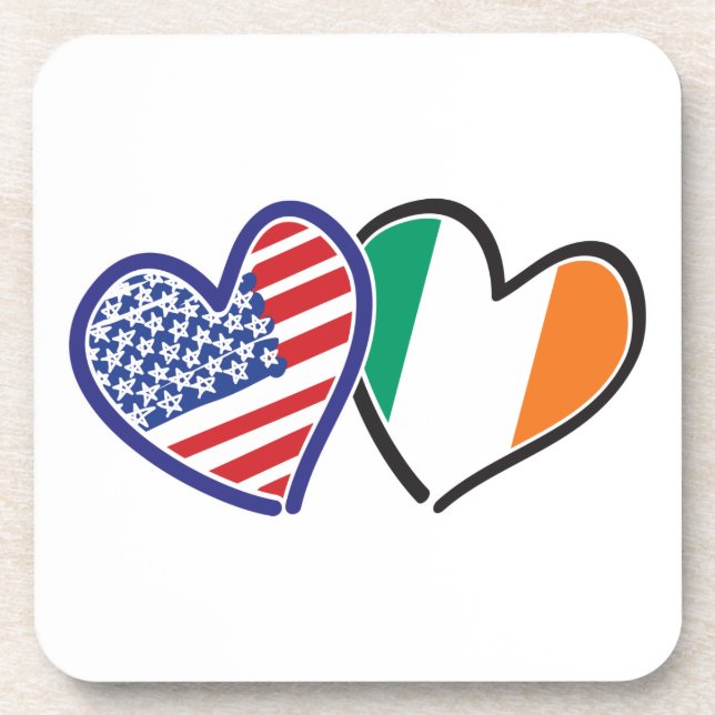 Posavasos USA Ireland Heart Flags (Frente)