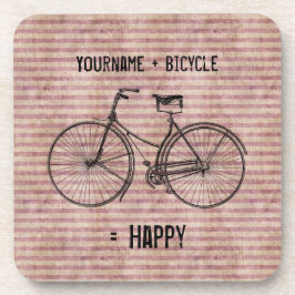 Posavasos Usted más la bicicleta iguala rosa antiguo feliz