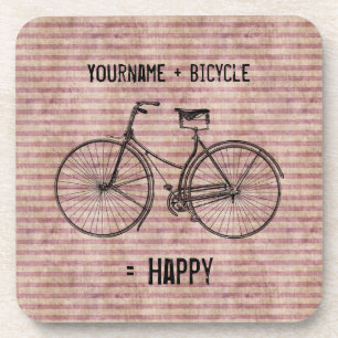 Posavasos Usted más la bicicleta iguala rosa antiguo feliz
