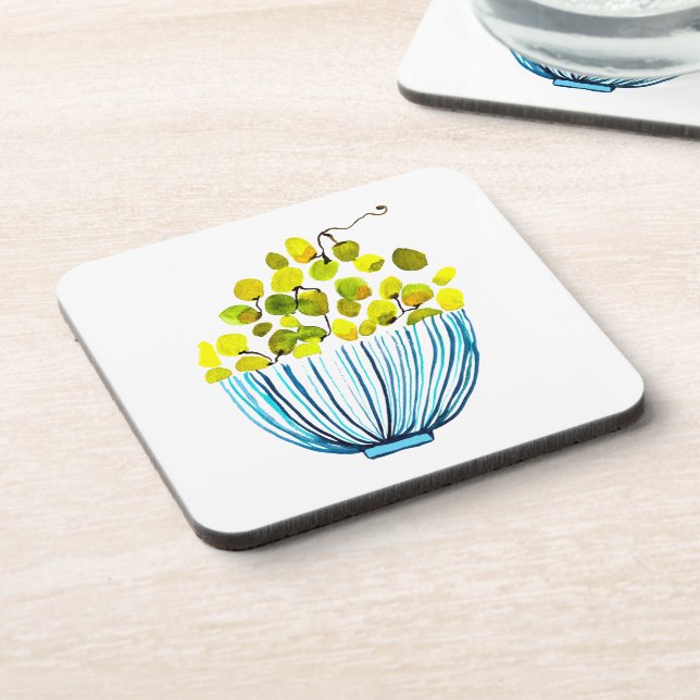 Posavasos Uvas acuarela fruta linda (Lado Izquierdo)