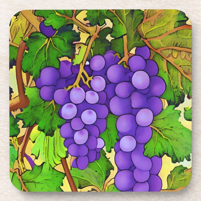 Posavasos Uvas moradas en una uva (Frente)