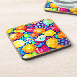 Posavasos Uvas, pintura de manzanas y cítricos. ¡Hazte con u