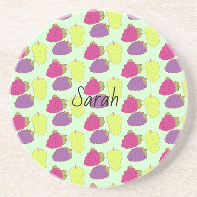 Posavasos Uvas Rojas, Verdes Y Púrpura (Frente)