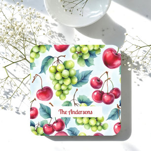 Posavasos Uvas verdes de frutos rojos color de agua cereza