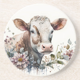Posavasos Vaca acuarela En Flores Silvestres