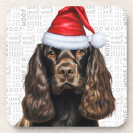 Posavasos Vacaciones de Cute Brown Cocker Spaniel Santa Dog