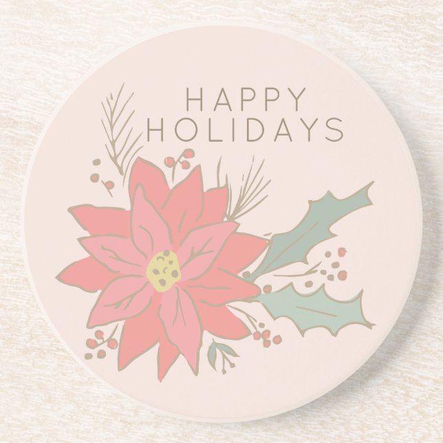 Posavasos Vacaciones de Poinsettia y pulverizadores (Frente)