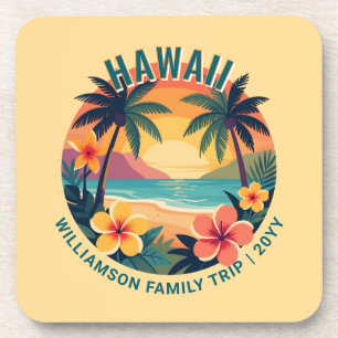 Posavasos Vacaciones familiares personalizadas retro Hawai t
