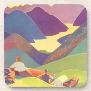 Posavasos Vacaciones familiares vintage, picnic en las monta