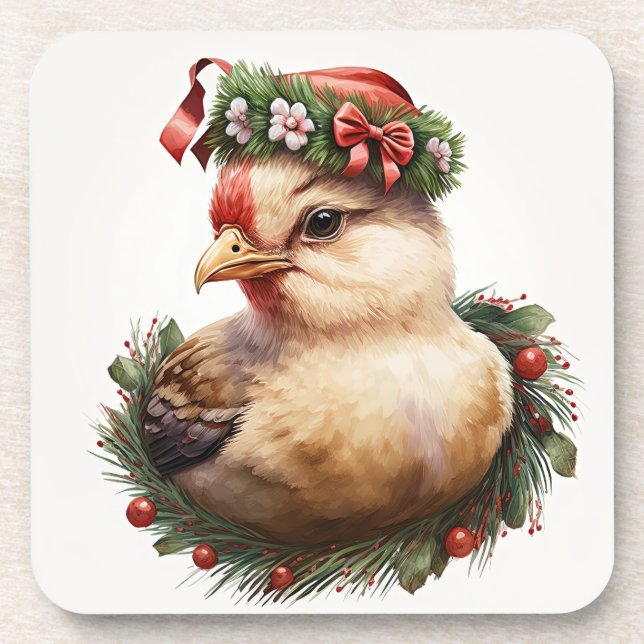 Posavasos Vacaciones festivas / Navidades Chicken Coasters (Frente)