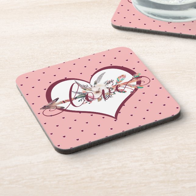Posavasos Valentín de flecha floral (Lado Izquierdo)