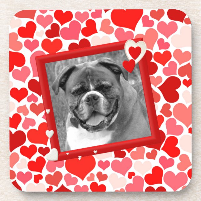 Posavasos Valentines Boxer Dog Hearts (Frente)
