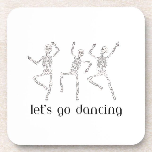 Posavasos Vamos a bailar con 3 esqueletos en un set de monta (Frente)