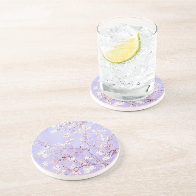 Posavasos Van Gogh Almond Blossoms LavenderSandstone Coaster (Lado)