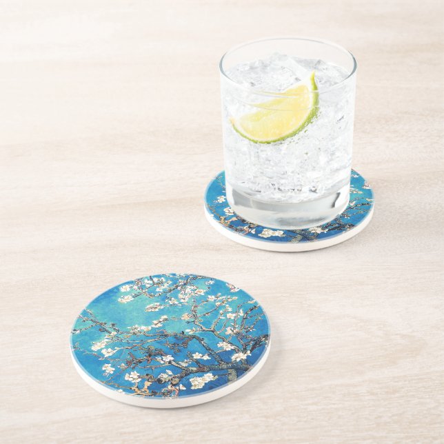 Posavasos Van Gogh Almond Blossoms turquesa brillante (Lado)