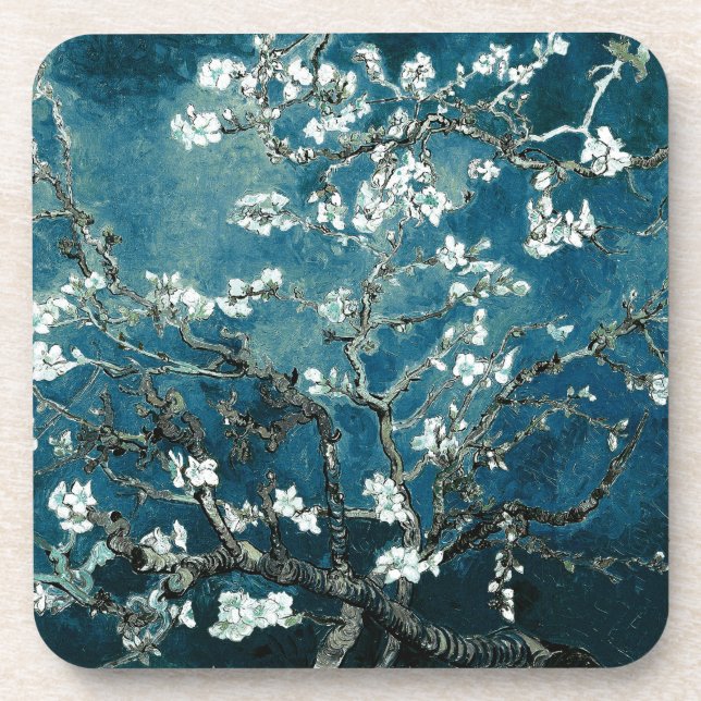 Posavasos Van Gogh Almond Blossoms : Verde azulado oscuro (Frente)