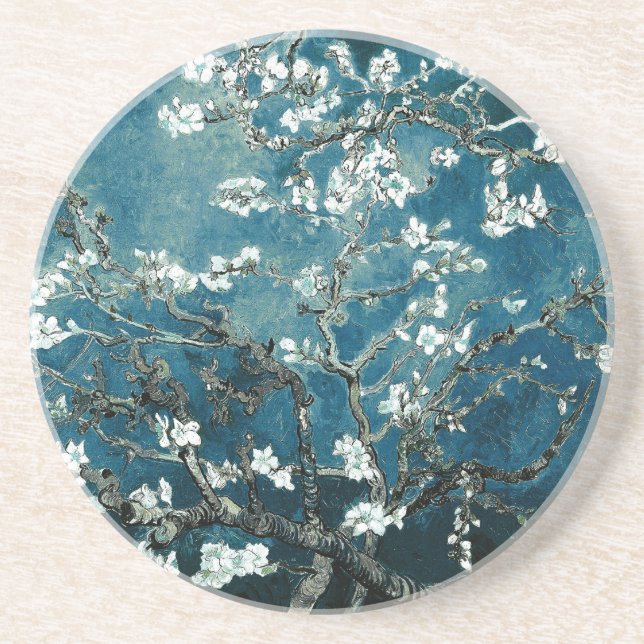 Posavasos Van Gogh Almond Blossoms : Verde azulado oscuro (Frente)