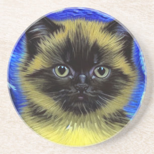 Posavasos Van Gogh Starry Night Siamese Cat