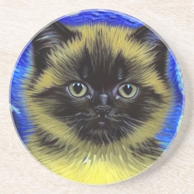 Posavasos Van Gogh Starry Night Siamese Cat (Frente)