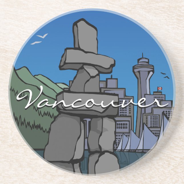 Posavasos Vancouver Souvenir de la montaña rusa Inukshuk Cit (Frente)