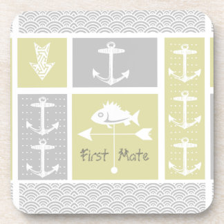 Posavasos Vane del clima de peces náutico amarillo y gris