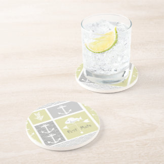 Posavasos Vane del clima de peces náutico amarillo y gris