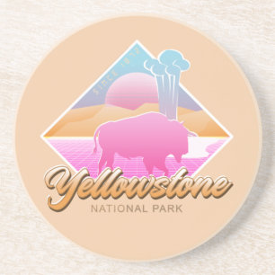 POSAVASOS VAPORWAVE DEL PARQUE NACIONAL RETRO 80 DE YELLOWST