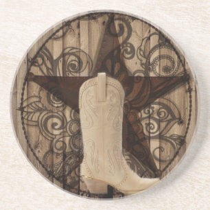 Posavasos Vaquera solitaria de madera del país occidental d