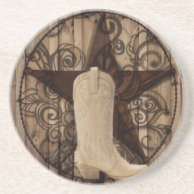 Posavasos Vaquera solitaria de madera del país occidental de (Frente)