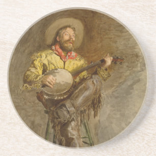 Posavasos Vaquero cantando ranchero tocando el banjo en el v