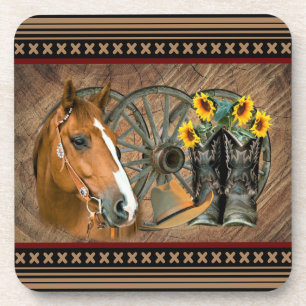 Posavasos Vaquero de caballos occidentales bota rueda de Gor