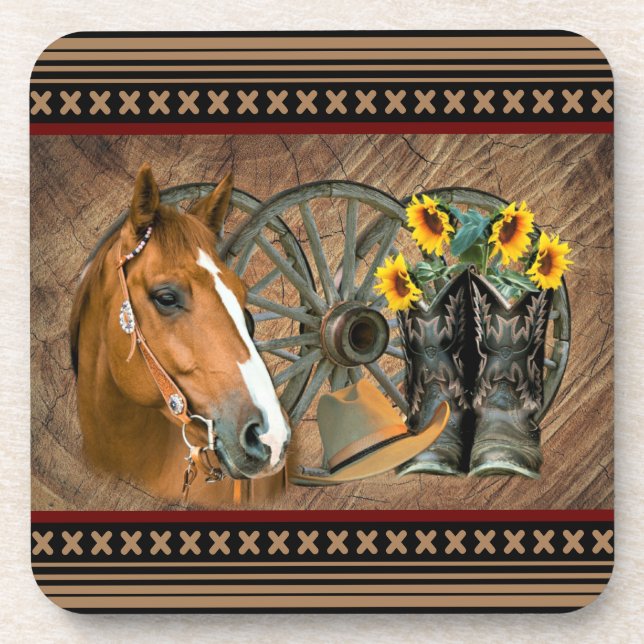 Posavasos Vaquero de caballos occidentales bota rueda de Gor (Frente)