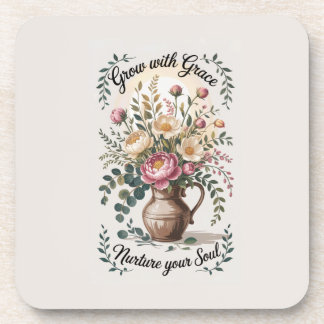 Posavasos Vase Con Florals Crecer Con Cita De Gracia