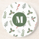 Posavasos Vegetación y Berry de color de agua de vacaciones<br><div class="desc">Una hermosa vegetación acuática y una estampación de bayas rojas enmarcan tu primer plano en esta destacada montaña.</div>