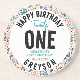 Posavasos Veintiuno | Geométrico colorido 21º cumpleaños