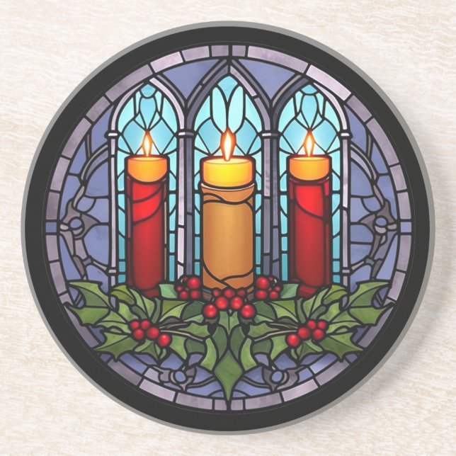 Posavasos Velas de Navidades de vidrio templado (Frente)