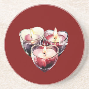 Posavasos Velas Rojas Corazón Rosa Amor es una llama