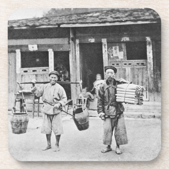 Posavasos Vendedores ambulantes chinos, c.1870 (foto de b/w) (Frente)