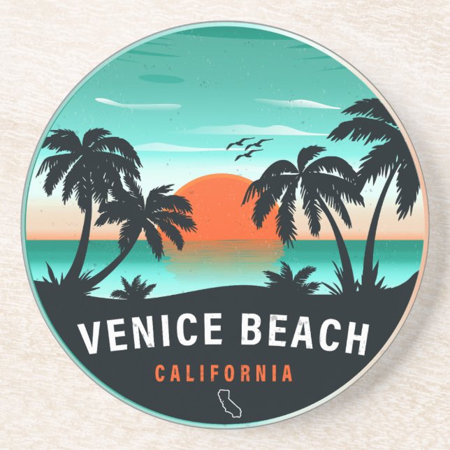 Posavasos Venecia Beach California Retro Sunset Souvenirs 60 (Frente)