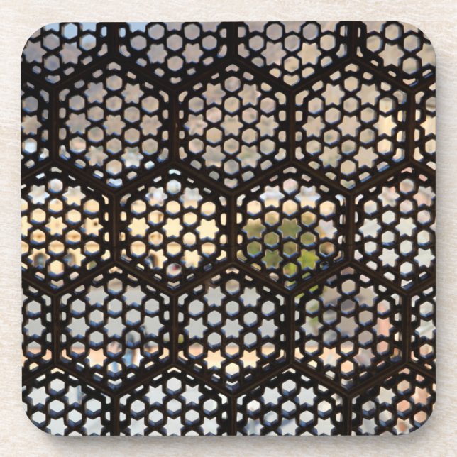 Posavasos ventana de celosía geométrica, India (Frente)