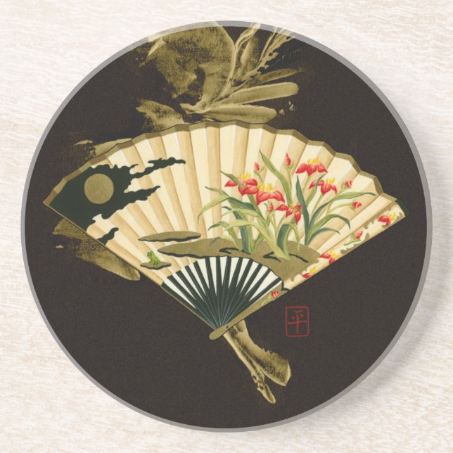 Posavasos Ventilador oriental con borde horizonte (Frente)