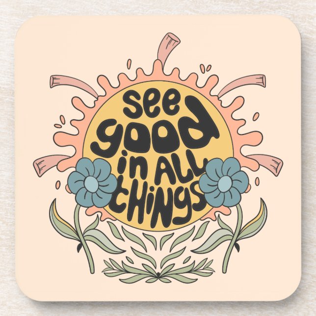 Posavasos Ver Bien en todas las cosas Gráfico hippie (Frente)