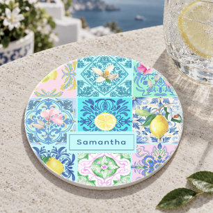 Posavasos Verano siciliano turquesa colorido azulejo Amalfi