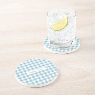 Posavasos Verde azul a cuadros decorativo