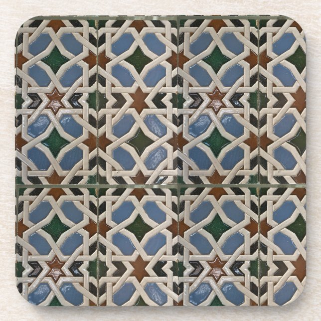 Posavasos Verde azul del mosaico mediterráneo (Frente)