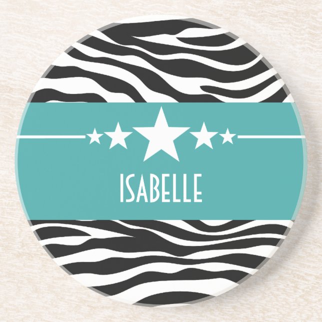 Posavasos Verde azulada Sassy Star Zebra Coaster (Frente)