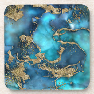 Posavasos Verde azulado azul y oro onírico