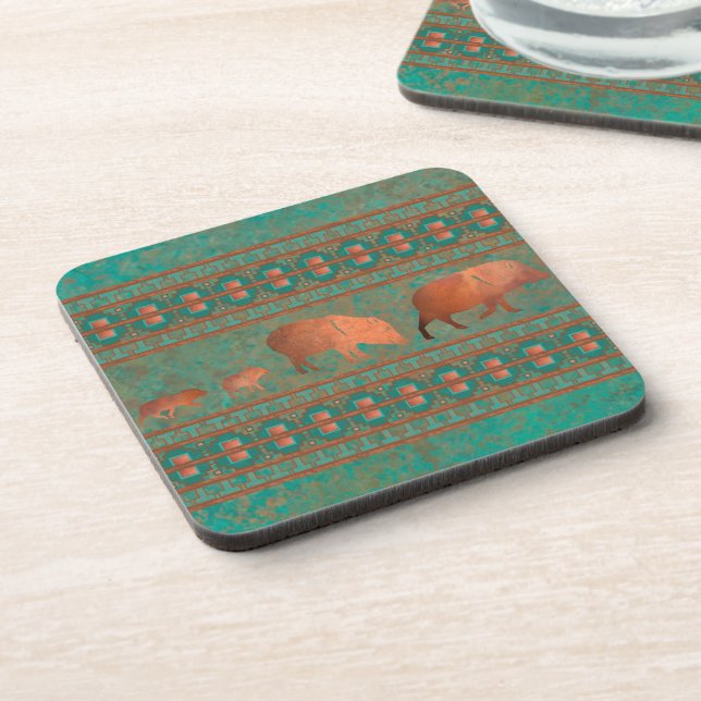Posavasos Verde azulado de cobre familiar Javelina (Lado Izquierdo)