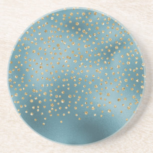 Posavasos Verde azulado Green Gold Luxe Glam Purpurinas Dots